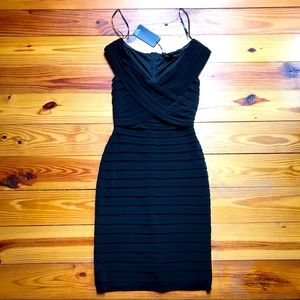 Tadashi Black Tiered Bodycon Dress, NWT, XS